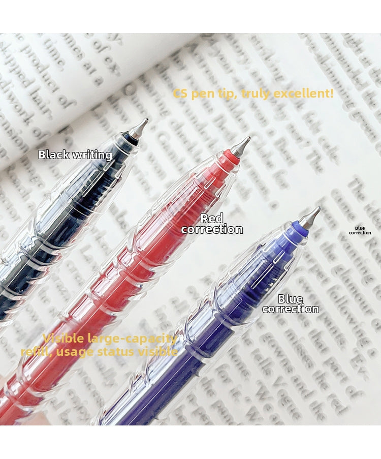 High-Appearance Large-Capacity Black Exam-Practice Pen 0.5 mm CS Bottle-Type Retractable Gel Pen